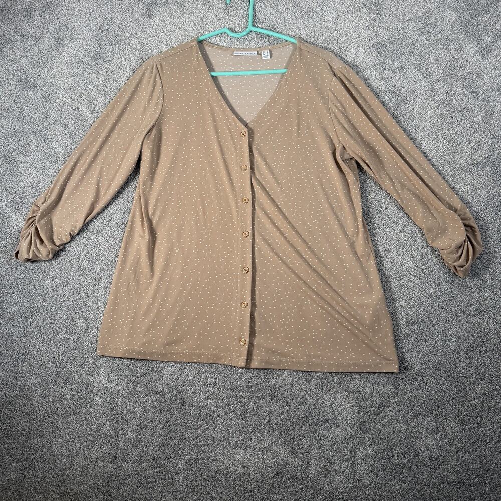 Susan Graver Tunic Top M Polka Dot Classic Feminine Business Casual Officecore